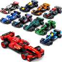 Formula Race Car Building Blocks Set for Kids, 732PCS F1 Collectible Cars DIY Toy, Gift for Boys Girls Age 6+, Birthday Christmas Party Favor, Non-Electric Racing Brick Kit - 10 PCS
