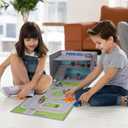 Livememory Toy Car Garage Box - Toy Car Storage Toy Car Box for with Car Rug Play Mat (Not Included Cars) (Gray - Parking Garage)