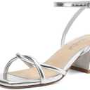 TEAIEUI Women's Sandals Strappy Heels for Women Dressy Open Square Toe Comfort Chunky Block Heel Dress Shoes for Prom Party Wedding. Size 9.