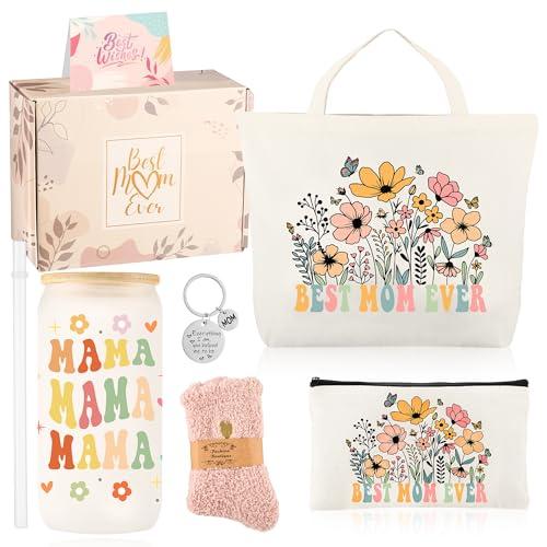 Pack of 2 HAOQINA 8 PCS Birthday Gift for Mom Flower Theme Mothers Day Christmas Gifts from Daughter Son New Mom Gift Besket