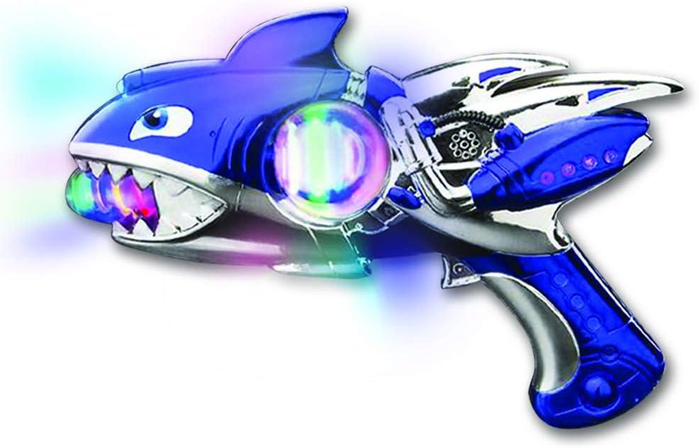 ArtCreativity Light Up Super Spinning Shark Blaster, Spinning LED and Cool Sound Effects, 10.75 Light Up Toy Gun for Kids, Batteries Included, Great Gift Idea for Boys & Girls