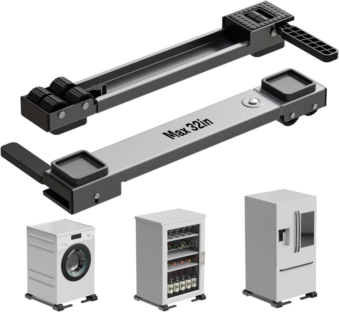 Appliance Rollers Heavy Duty, Newest Extendable Appliance Sliders, Liftable Washing Machine Base, Easily Move Washer and Dryer Machines, Refrigerators, Furniture-Grey