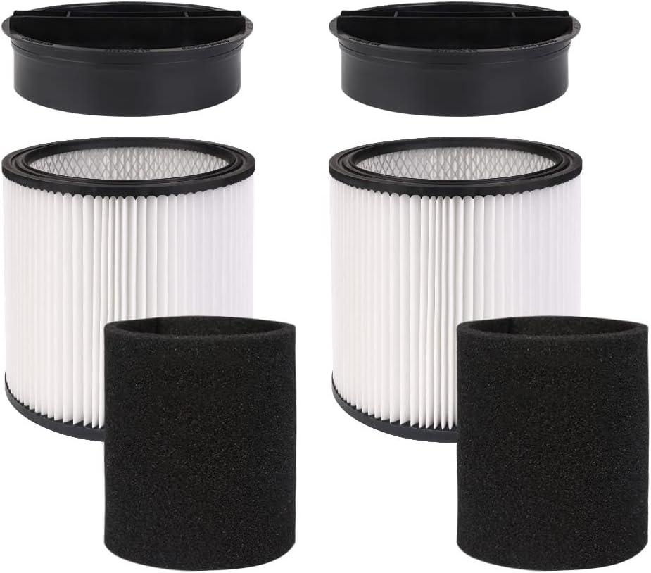 90304 Replacement HEPA Cartridge Filters with Lid, Compatible with Shop-Vac Shop Vac 90304, 90350, 90333, 903-04-00, 9030400, 90585 5 Gallon and Above Wet Dry Vacuum Cleaners, 2 Pack
