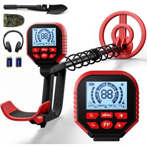2026 Latest Metal Detector for Adults, Professional Waterproof & Adjustable Stem, Higher Accuracy Gold Detector with LCD, Advanced DSP Chip, 2.26 Pounds Lightweight Suitable for Beach and Backyard (Red)