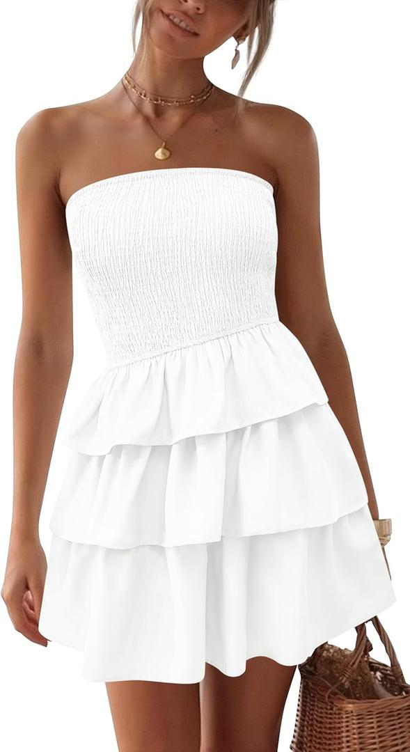 BTFBM Summer Dresses for Women Beach Dresses Strapless Boho Sundress Solid Color Tube Mini Dresses Party Dresses (Small, Solid Beige White) BTFBM Summer Dresses for Women Beach Dresses Strapless Boho Sundress Solid Color Tube Mini Dresses Party Dresses (Small, Solid Beige White)