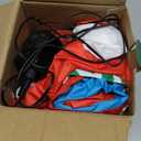 8FT Hanging Christmas Inflatable Outdoor Decoration Climbing Santa Pulling Gift Box Bag Funny Christmas Blow Up Yard Decorations with Built-in LEDs for Roof Balcony Window Tree Xmas Decor