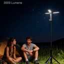 12000mAh Rechargeable LED Work Light with 74.8" Tall Stand, 2000/2500/3000 Lumens, Portable Cordless Work Light, 3000K/4500K/6000K Dimmable Camping Light with Detachable Tripod, Bag Included, Black