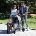 Jeep Sport All-Terrain Stroller Wagon by Delta Children - Includes Canopy, Parent Organizer, Adjustable Handlebar, Snack Tray & Cup Holders, Grey/Blue Moon, 20.5L x 11.8W x 30.7H inches