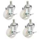 uxcell Swivel Casters 2 Inch Nylon 360 Degree M10 x 15mm Threaded Caster Wheels with Brake White 66lb Capacity 4 Pcs