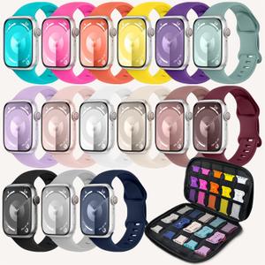 Bands Compatible with Apple Watch Band 38mm 40mm 41mm 42mm 44mm 45mm 46mm 49mm for Women Men, Soft Silicone Sport Replacement Strap Wristbands for Watch Series 11/10/9/8/7/6/5/4/3/2/1/SE/Ultra