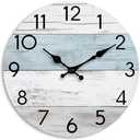 KECYET Wall Clock Silent Non-Ticking Wooden Clocks Battery Operated 16 Inch Small Country Retro Rustic and Beach Style Decorative for Living Room, Kitchen, Home,Bathroom, Bedroom (Blue)