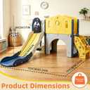8 in 1 Toddler Playset Toddler Slide and Climber Playset, L-Shaped Kids Slide with Basketball Hoop, Telescope & Storage, Sturdy Indoor Outdoor Playground, for Boys Girls 1-3+, Style B