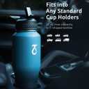 Trebo 32oz Insulated Water Bottle that Fits in Cup Holder, Stainless Steel Double Wall Tumbler Flask Bottles with Paracord Handle, with Straw Spout Lids, Keep Cold for 48 Hrs/Hot 24 Hrs,Indigo/Black