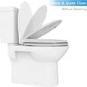 Durable Round Toilet Seat with Slow Soft Close - Easy to Install and Clean, Never Loosens - White, Fits Most Round Toilets