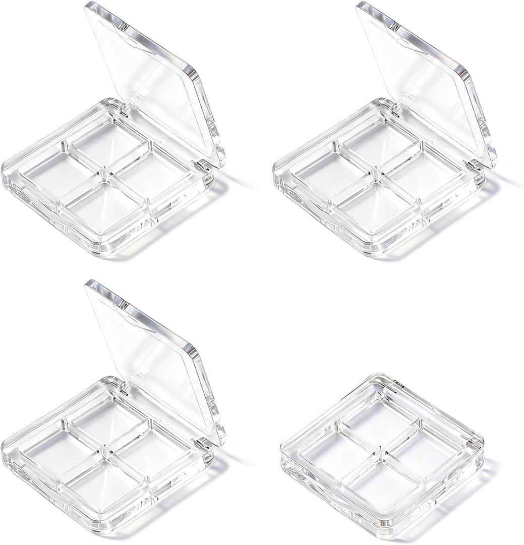 4-Pack Empty Lipstick Palette - 4 Grid Clear Empty Makeup Palette Cases - Highlighters Sample DIY Eyeshadow Powder Blush Lipstick Boxes - Travel Eye Shadow Dispensing Storage Container
