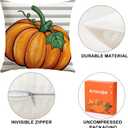 2 x Artscope Fall Decorative Throw Pillow Covers 18x18 Inch Set of 4 Fall Gifts for Home Decor, Striped Autumn Pumpkin Maple Leaves Harvest Decoration Pillow Cases for Home Sofa Couch Decor-Orange C
