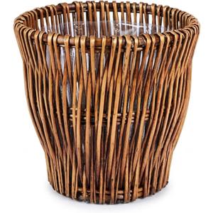 Household Essentials Small Reed Willow Waste Basket, Handwoven Basket with Removable Liner, Attractive Alternative to Plastic or Metal Cans, Brown