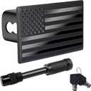 BFXM 2 Inch Trailer Hitch Cover, American Flag Stainless Steel Metal Hitch Cover with 5/8 Inches Pin Diameter Trailer Hitch Lock, Trailer Plug Receiver and Tow Cap for Truck Accessories