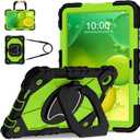 WESOROL Case for T-Mobile Revvl Tab 2 10.1 inch 2025 Release, Heavy Duty Shockproof Full Body Protective Cover with 360 Rotating Stand and Shoulder Strap, Black Green