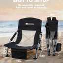 AKSOUL Folding Beach Chair for Adults: Low/High Back Chairs with Carry Bag - Extra Wide Seat Chair with Comfortable Pillow & Storage Pocket (1 Pack & 2 Pack, Blue), 23" x 23" x 24"