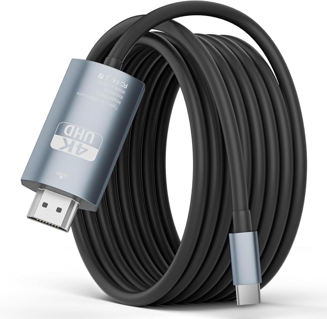 USB C to HDMI Cable, 6.6FT 4K@60Hz HDMI Adapter - Thunderbolt 3/4/5 Compatible for iPhone 15/16/Plus/Pro/Pro Max, MacBook Pro/Air, iPad Pro, Galaxy, Dell XPS, Chromebook - Mirror Screen to Monitor/TV