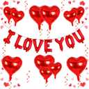 16 Inch Red I LOVE YOU Balloons And Heart Balloon, Foil Mylar Happy Valentines Day Balloons For Him/Her Valentine, Wedding Anniversary, Engagement Romantic Decorations