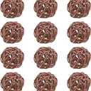 HAHIYO 50mm Diameter Wicker Rattan Balls Well Constructed Remained Tight Gorgeous Color Tone Fill Space Add Visual Interest Brown 12 PCS for Vase Bowl Filling Tree Wedding Table Bird Toy