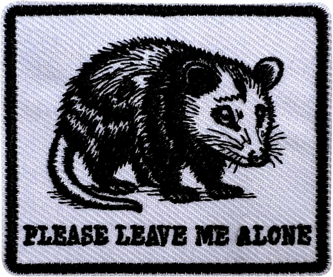 3 x Please Leave Me Alone Possum Hook and Loop Patch, 3 Inches Sew On Patches, Embroidery Patches for Backpacks Bags Vest Dog Harness, Tactical Military Embroidered Patches, Funny Sarcasm DIY Patch