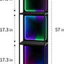 3 Tier Storage Cabinet with LED Infinity Mirror Light,RGBW,Black | LED storage cabinet with adjustable color temp.Showcases action figures ,collectibles for bedrooms, offices, gaming rooms
