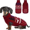 Lelepet Dachshund Sweater, Turtleneck Dog Sweaters for Small Dogs, Warm Pullover Knitted Pet Coat, Cold Weather Dachshund Clothes, Fall/Winter Cozy Outfit (XS-XL) (Red)