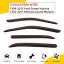 Rain Guards Compatible with 1998-2011 Ford Crown Victoria, 1992-2011 Mercury Grand Marquis (w/o Landau Roof) Tape-On Vent Deflector Window Visors Car Accessories 4 Pcs