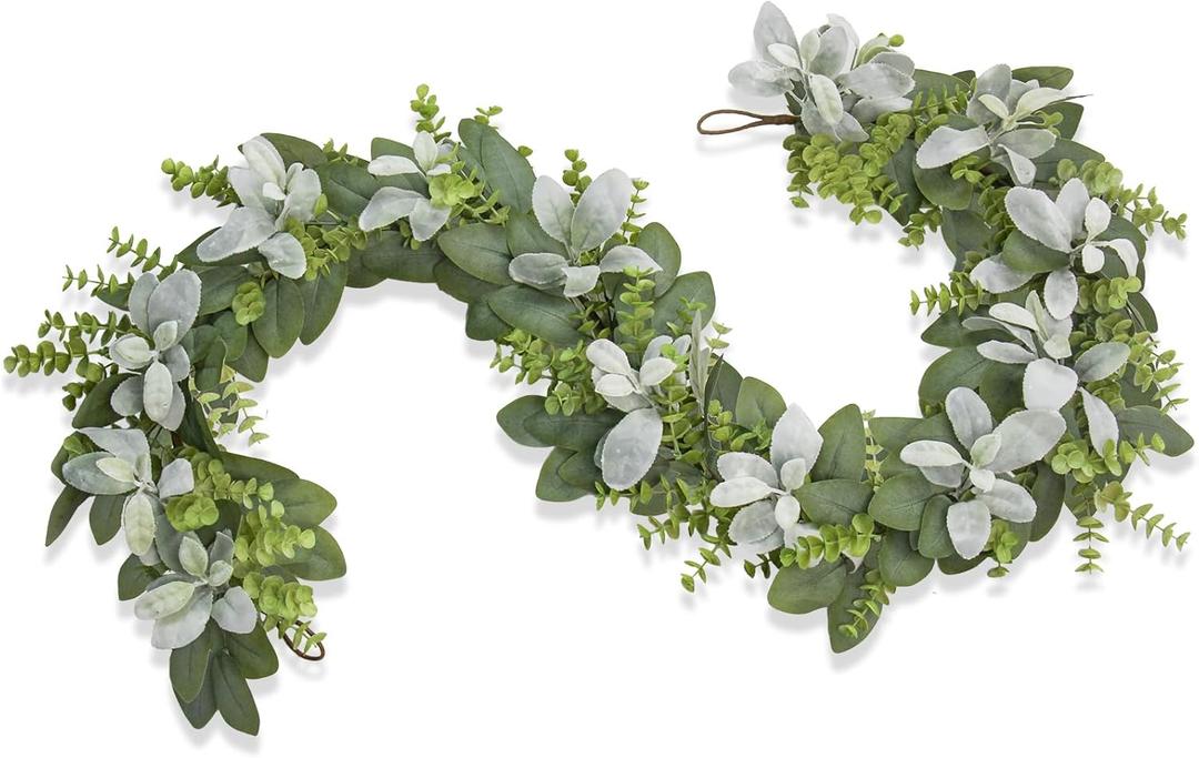 6FT Artificial Eucalyptus Garland  Non-Shedding Greenery Vine for Farmhouse, Wedding & Home Decor (6FT-RH-B)