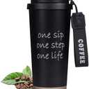ZaoanHom Insulated Coffee Mug with Ceramic Coating, 18 oz Ceramic Lined Travel Coffee Mug with Leakproof Lid, Double Wall Stainless Steel Hot ＆ Cold Drinking Cup for Office Camping Travel, Black