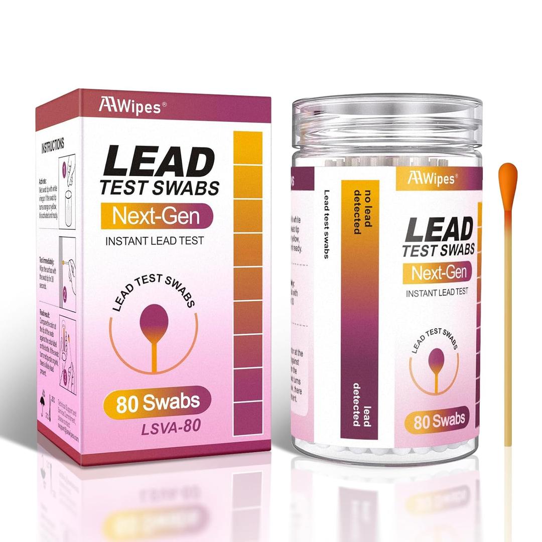 AAwipes Lead Test Kit 80 Swabs Enhanced Lead Testing Formulation at Home Lead Paint Test Kit Testing for Dishes Paint Cups Ceramics and All Surfaces - Quick Results in 30s Lead Detector (80) Best By: 10/28/2027