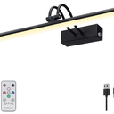 RAIFOOLLY Picture Light,Picture Lights for Wall Cordless,16" Picture Lights with Timer and Dimmable,Battery Wall Lights for Display Gallery Painting Art Frame PortraitBlack