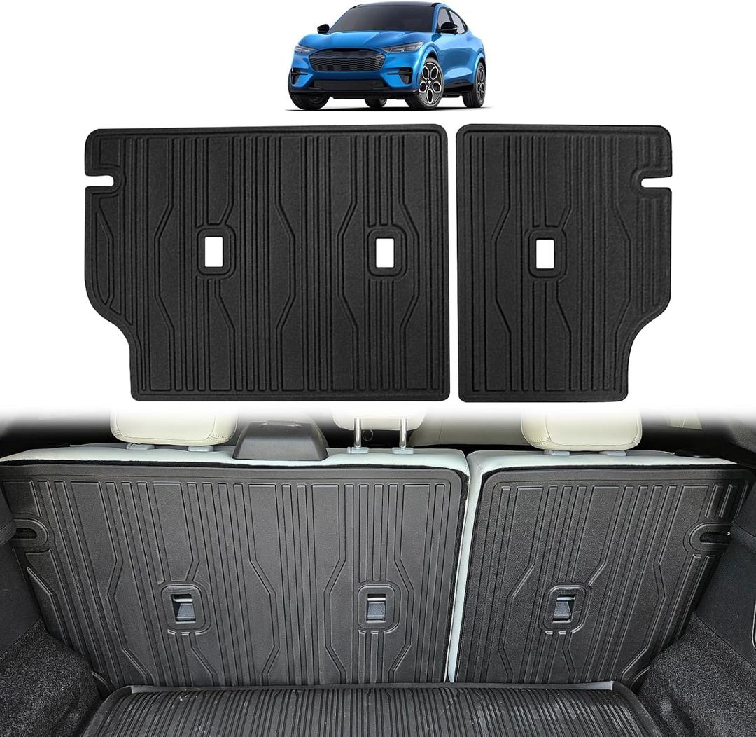 BestEvMod Vehicle Mat Cargo Liner Compatible with Mustang Mach E 2021-2026 Accessories Second Row Seats Back Protector Cover All Weather Pet Mat(Rear Seat Back Protector) 3 Openings