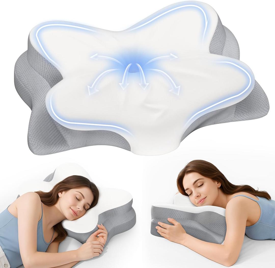 Cervical Neck Pillow, Ergonomic Memory Foam Pillows for Neck Pain Relief with Breathable Pillowcase, Adjustable Contour Neck Support Pillow for Side Back Stomach Sleepers, Odorless (Off-white)