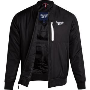 Reebok Mens Bomber Jacket - Insulated Zip Up Windbreaker Jackets for Men - Casual Golf Gym & Hiking Mens Lightweight Jackets (Small, Black)