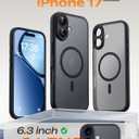 TOCOL for iPhone 17 Case, Compatible with Magsafe, Full Camera Protection, Built-in Magnetic Ring, Drop Protection, Translucent Matte Phone Case for iPhone 17 6.3 inch (Black)