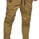 JMIERR Mens Casual Joggers Pants - Cotton Drawstring Chino Cargo Pants Hiking Outdoor Twill Track Jogging Sweatpants Pants (Medium, Dark Khaki)