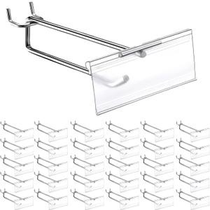 Thyle 50 Pcs Metal Scan Hook with Label Holder for 1/8" to 1/4" Pegboard, Peg Board Hooks with Price Tag, Pegboard Wall Accessories, Metal Hooks for Home Garage Retail Display Supplies (6 Inch)
