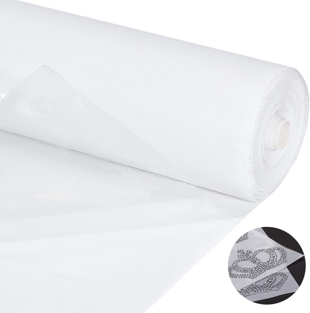 BENECREAT 32.8 Ft x 12.6 Inch Hot Fix Tape, Rhinestones Transfer Film Paper Roll for Transfer Pattern Rhinestones Clothes Fabric Decoration, 0.3 mm Thick