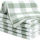 PiccoCasa 100% Cotton Terry Kitchen Towels Set of 6 Plaid Pattern (13 x 29 Inch) Soft Absorbent Drying Dish Towels for Kitchen Cooking - Green, White