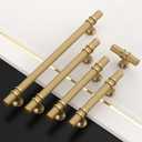 Amerdeco 10 Pack Knurled Champagne Bronze Cabinet Pulls 5 Inch Hole Center Kitchen Cabinet Handles for Drawer, Cupboard and Wardrobe