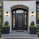 Porch Light Outdoor, Matte Black Exterior Front Porch Light with E26 Socket, Outdoor Wall Light,Exterior Wall Light, Doorway, Garage,2-Pack(Bulbs Not Included)