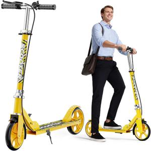 Scooters for Kids 8-12, Teens & Adults - Lightweight, Foldable, 8-Inch Big Wheels, Hand Brake & Bell, 4 Adjustable Height Levels, 240 lbs Max Load, Perfect for School, Campus and Park Rides