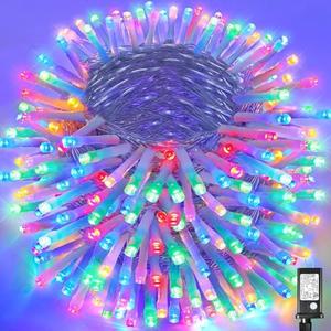 165ft Christmas Lights Outdoor Waterproof, 500 LED Christmas String Lights for Bedroom Clear Wire, Plug in Twinkle Fairy Light for Indoor Outdoor Home Party Garden Decorations, Multicolor