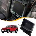 One Touch Hidden Center Console Storage Organizer Box Compatible with 2018-2024 2025 2026 Jeep Wrangler JL 4XE Gladiator JT Interior Accessories Armrest Privacy Compartment Secret Tray