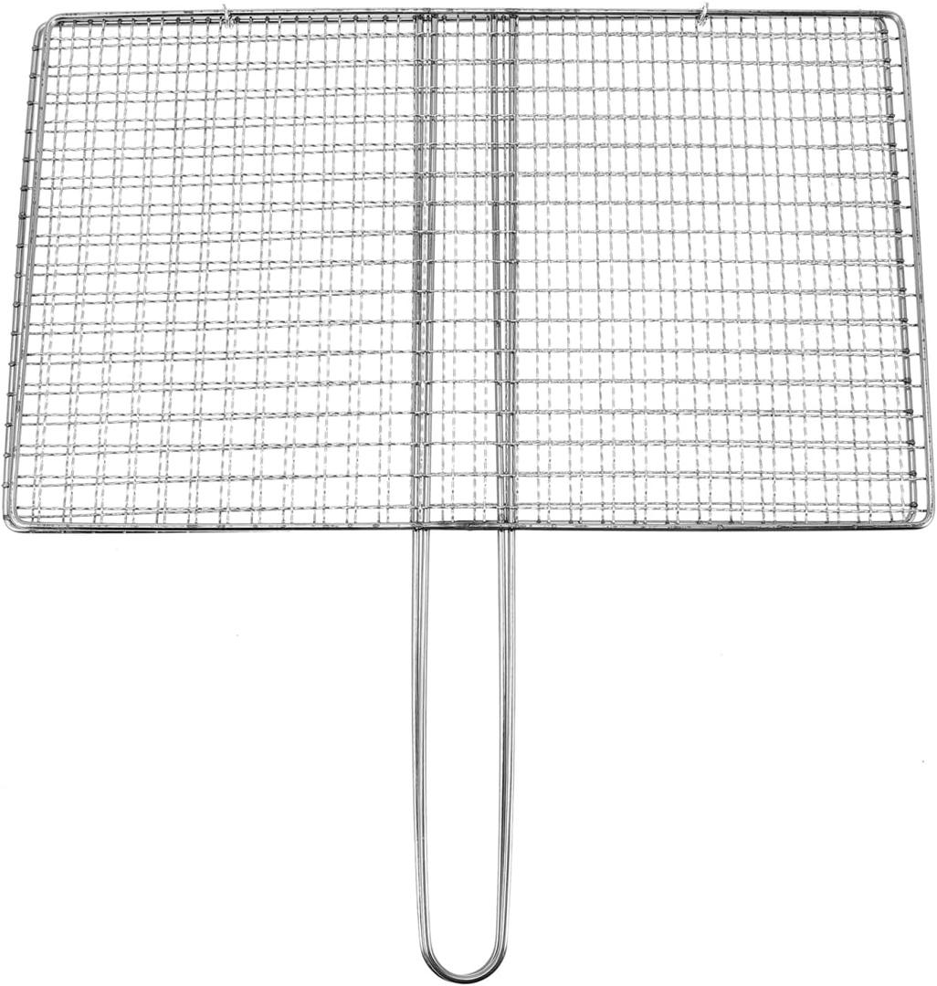 BESPORTBLE Fish Grill Basket, Fish Grilling Basket for Outdoor Stainless Steel Folding Grill Accessories Grill Basket for Bar Camping Picnics Parties