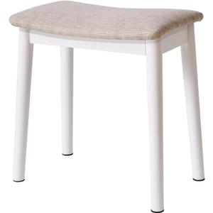 IBUYKE Saddle Cushion Vanity Stool Chair, Foot Rest Stool with Solid Wood Legs, Modern Vanity Bench Ottoman for Piano, Upholstered Seat for Bedroom, Entryway, White Legs&Light Linen WBD007WY